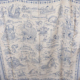 エルメス HERMES カレジェアン140 船乗りのタトゥー バンダナ スカーフ カシミヤ シルク ベージュ ネイビー レディース【中古】【Aランク】