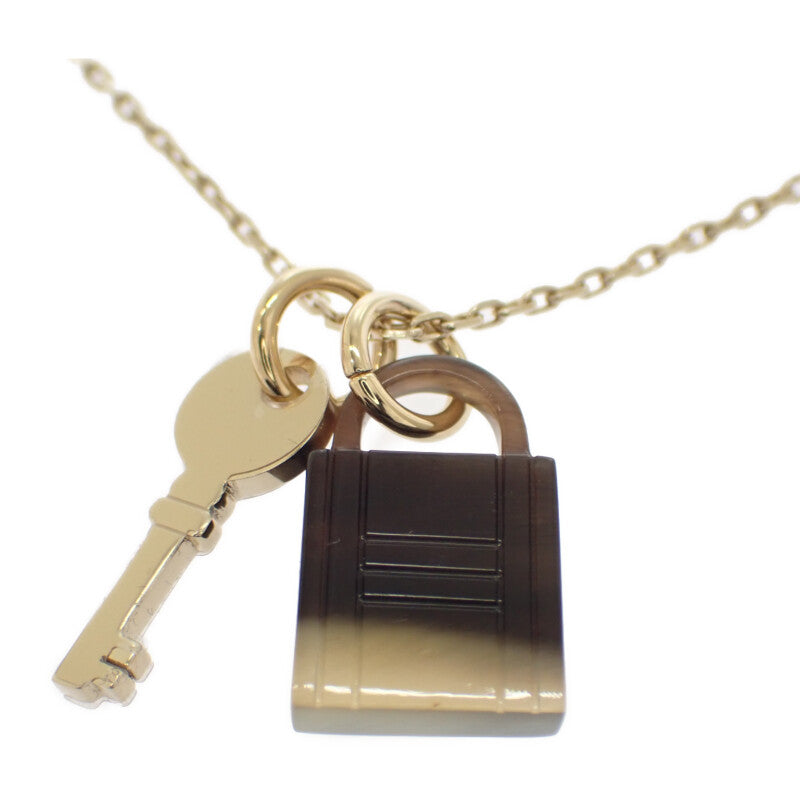 愛馬仕 HERMES Amulette Padlock PM 項鍊 金屬 水牛角 金色 女款【中古】【SA級品】