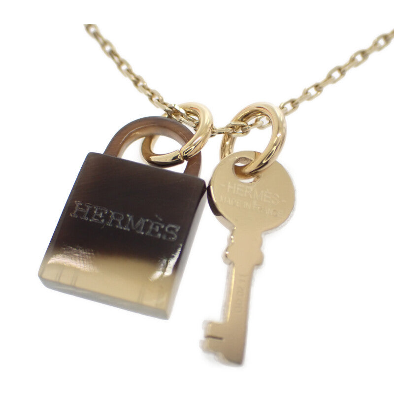 愛馬仕 HERMES Amulette Padlock PM 項鍊 金屬 水牛角 金色 女款【中古】【SA級品】