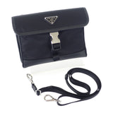 プラダ PRADA レザー スマートフォンケース 2ZH108_2DMH_F0002 ショルダーバッグ サフィアーノ ナイロン ブラック レディース メンズ【中古】【Aランク】