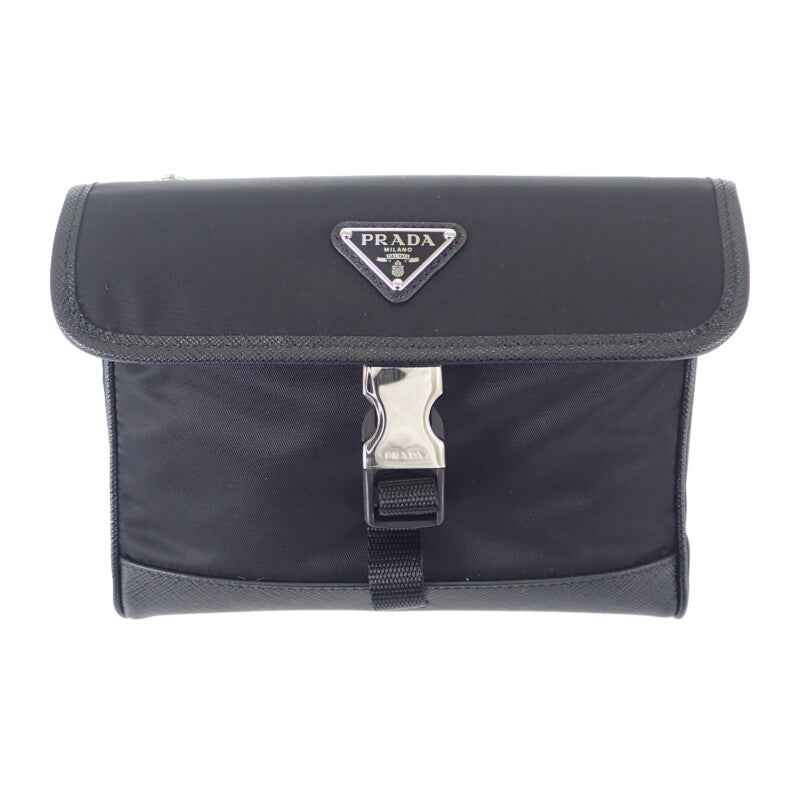 プラダ PRADA レザー スマートフォンケース 2ZH108_2DMH_F0002 ショルダーバッグ サフィアーノ ナイロン ブラック レディース メンズ【中古】【Aランク】