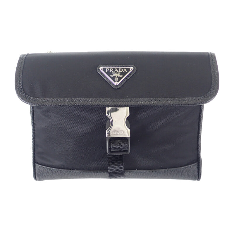プラダ PRADA レザー スマートフォンケース 2ZH108_2DMH_F0002 ショルダーバッグ サフィアーノ ナイロン ブラック レディース メンズ【中古】【Aランク】