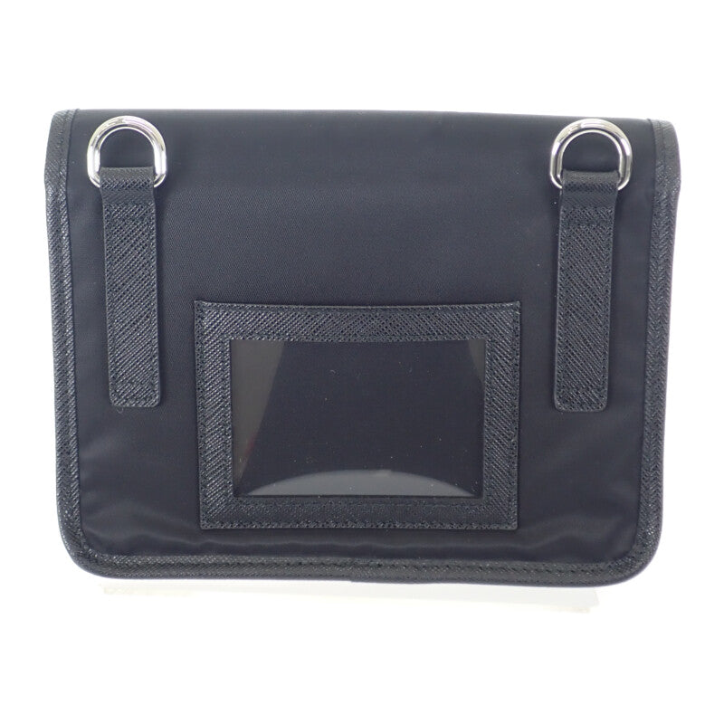 プラダ PRADA レザー スマートフォンケース 2ZH108_2DMH_F0002 ショルダーバッグ サフィアーノ ナイロン ブラック レディース メンズ【中古】【Aランク】