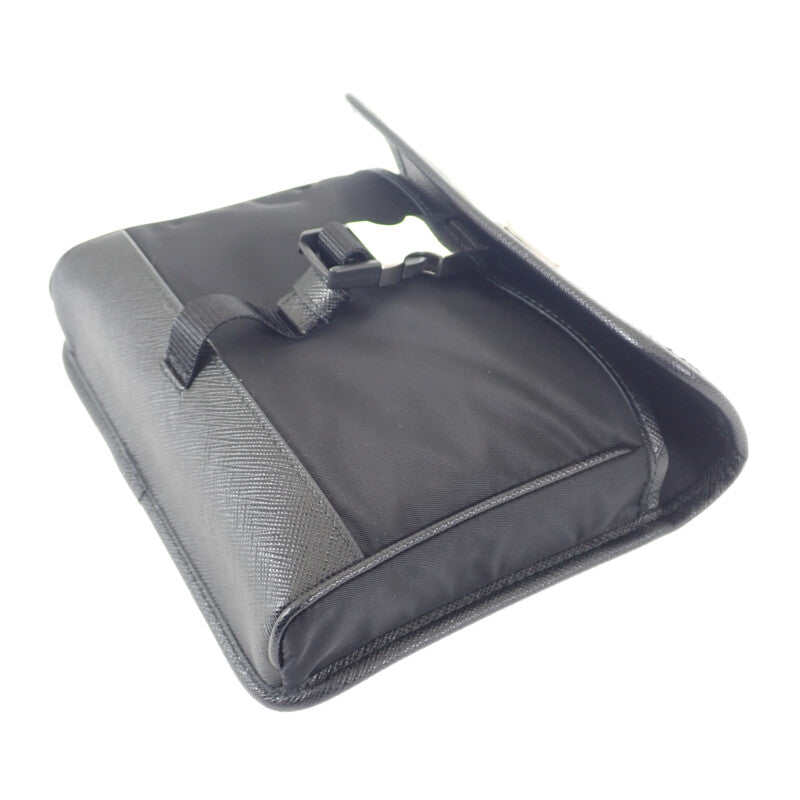 プラダ PRADA レザー スマートフォンケース 2ZH108_2DMH_F0002 ショルダーバッグ サフィアーノ ナイロン ブラック レディース メンズ【中古】【Aランク】