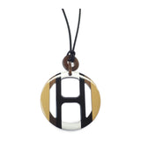 【中古】エルメス HERMES Hエキップ ペンダント 057087FL ネックレス レザー バッファローホーン ブラウン シルバー ゴールド レディース メンズ ユニセックス【SAランク】