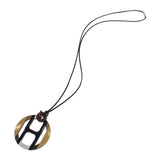 【中古】エルメス HERMES Hエキップ ペンダント 057087FL ネックレス レザー バッファローホーン ブラウン シルバー ゴールド レディース メンズ ユニセックス【SAランク】