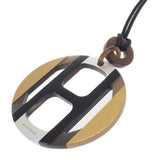 【中古】エルメス HERMES Hエキップ ペンダント 057087FL ネックレス レザー バッファローホーン ブラウン シルバー ゴールド レディース メンズ ユニセックス【SAランク】