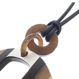 【中古】エルメス HERMES Hエキップ ペンダント 057087FL ネックレス レザー バッファローホーン ブラウン シルバー ゴールド レディース メンズ ユニセックス【SAランク】