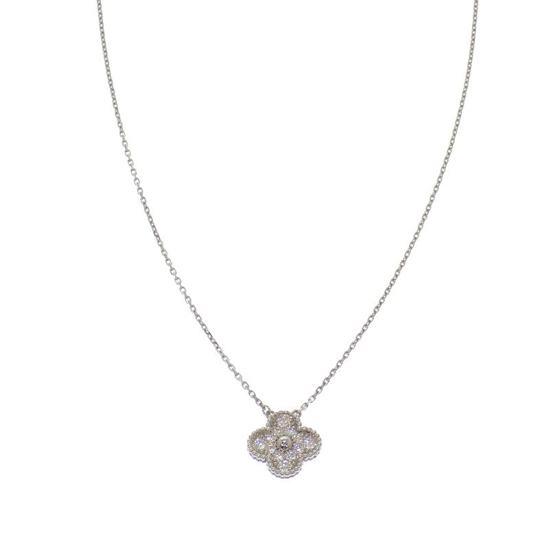 ヴァンクリーフ&アーペル Van Cleef & Arpels ヴィンテージ アルハンブラ VCARA46100 ネックレス K18ホワイトゴールド ダイヤモンド レディース【中古】【Aランク】