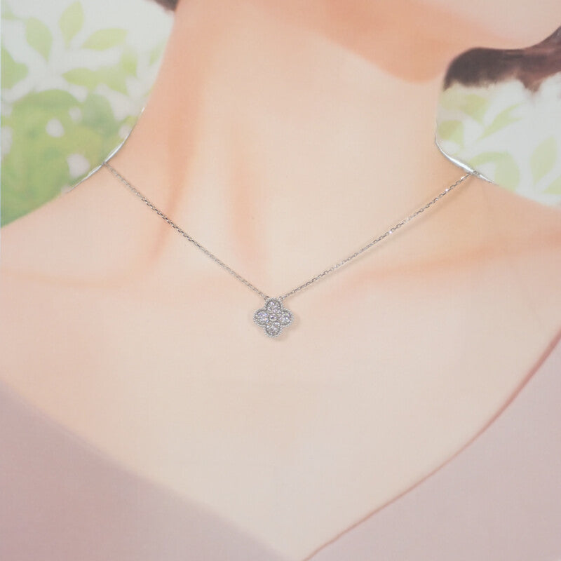 ヴァンクリーフ&アーペル Van Cleef & Arpels ヴィンテージ アルハンブラ VCARA46100 ネックレス K18ホワイトゴールド ダイヤモンド レディース【中古】【Aランク】