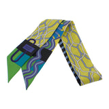 【中古】エルメス HERMES ツイリー BALLET AQUATIQUE スカーフ シルク イエロー グリーン ブラック レディース ユニセックス【ABランク】