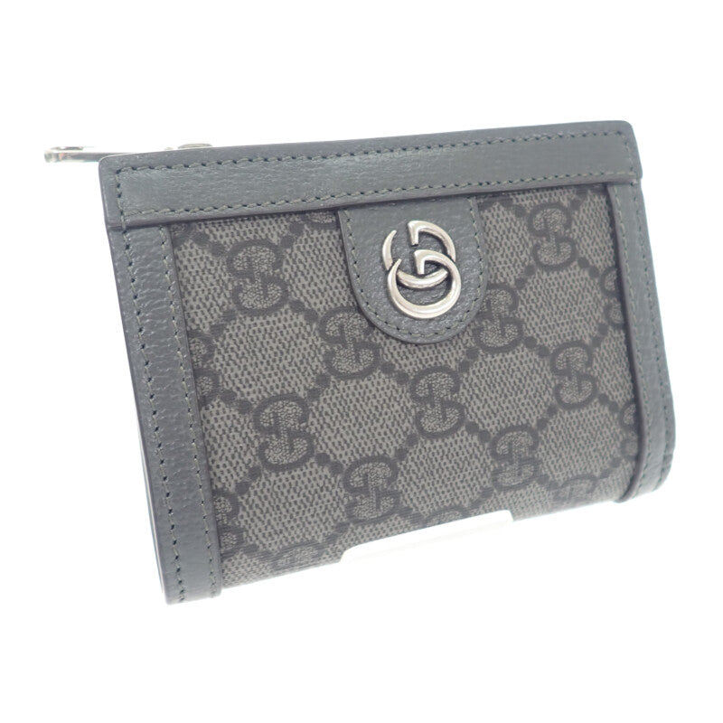 グッチ GUCCI GGコインウォレット 760238 二つ折り財布 GGスプリームキャンバス レザー グレー メンズ レディース【中古】【Aランク】