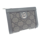 グッチ GUCCI GGコインウォレット 760238 二つ折り財布 GGスプリームキャンバス レザー グレー メンズ レディース【中古】【Aランク】