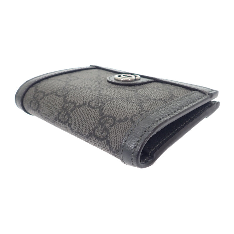 グッチ GUCCI GGコインウォレット 760238 二つ折り財布 GGスプリームキャンバス レザー グレー メンズ レディース【中古】【Aランク】