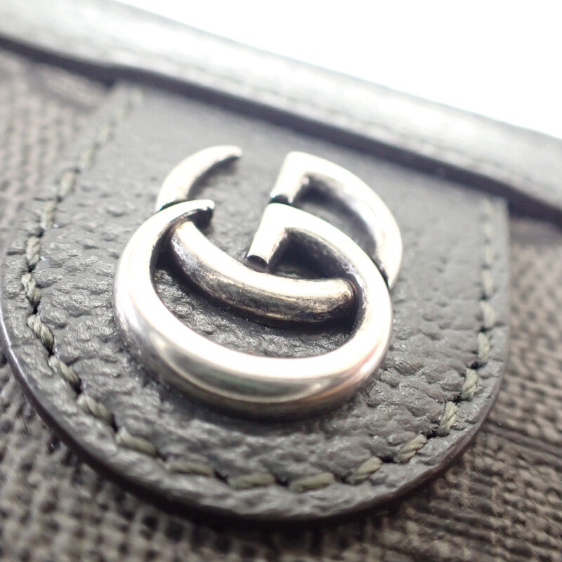 グッチ GUCCI GGコインウォレット 760238 二つ折り財布 GGスプリームキャンバス レザー グレー メンズ レディース【中古】【Aランク】