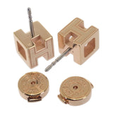 【中古】エルメス HERMES カージュドアッシュ Hキューブ ピアス メタル ブルー ピンクゴールド レディース【ABランク】