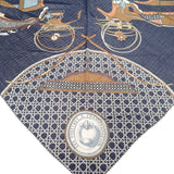 エルメス HERMES トライアングルジェアン LES VOITURES TRANSFORMATION 361422S スカーフ カシミヤ シルク ネイビー レディース【中古】【SAランク】