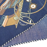 エルメス HERMES トライアングルジェアン LES VOITURES TRANSFORMATION 361422S スカーフ カシミヤ シルク ネイビー レディース【中古】【SAランク】