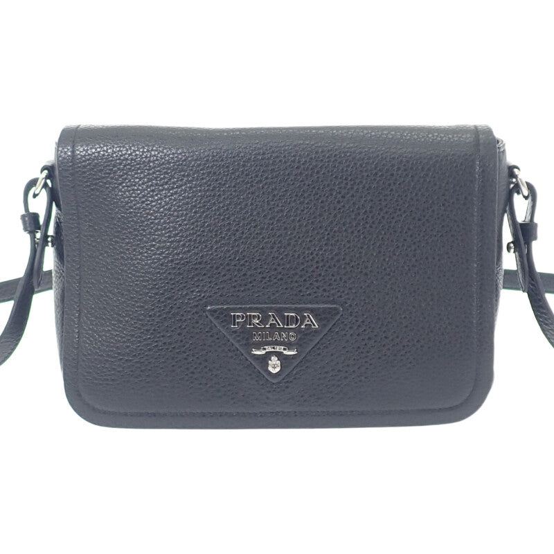 【中古】プラダ PRADA ヴィッテロダイノソフトレザー 1BD314 ショルダーバッグ レザー ブラック シルバー金具 レディース【Aランク】