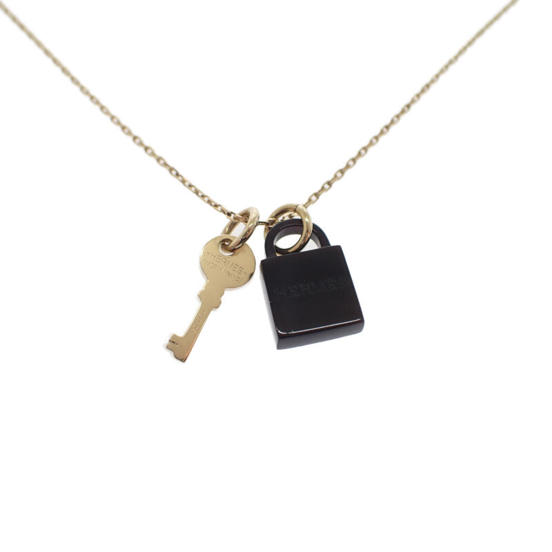 愛馬仕 HERMES Amulette Padlock PM H057027FD00 項鍊 金屬 水牛角 金色 黑色 女士【中古】【AB級】