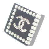 【中古】シャネル CHANEL CCスクエア 15C ピアス フェイクパール ストラス ブラック レディース【ABランク】
