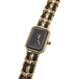 シャネル CHANEL プルミエール M H0001 腕時計 GP レザー クオーツ ブラック文字盤 レディース【中古】【Aランク】