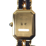 シャネル CHANEL プルミエール M H0001 腕時計 GP レザー クオーツ ブラック文字盤 レディース【中古】【Aランク】