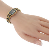 シャネル CHANEL プルミエール M H0001 腕時計 GP レザー クオーツ ブラック文字盤 レディース【中古】【Aランク】