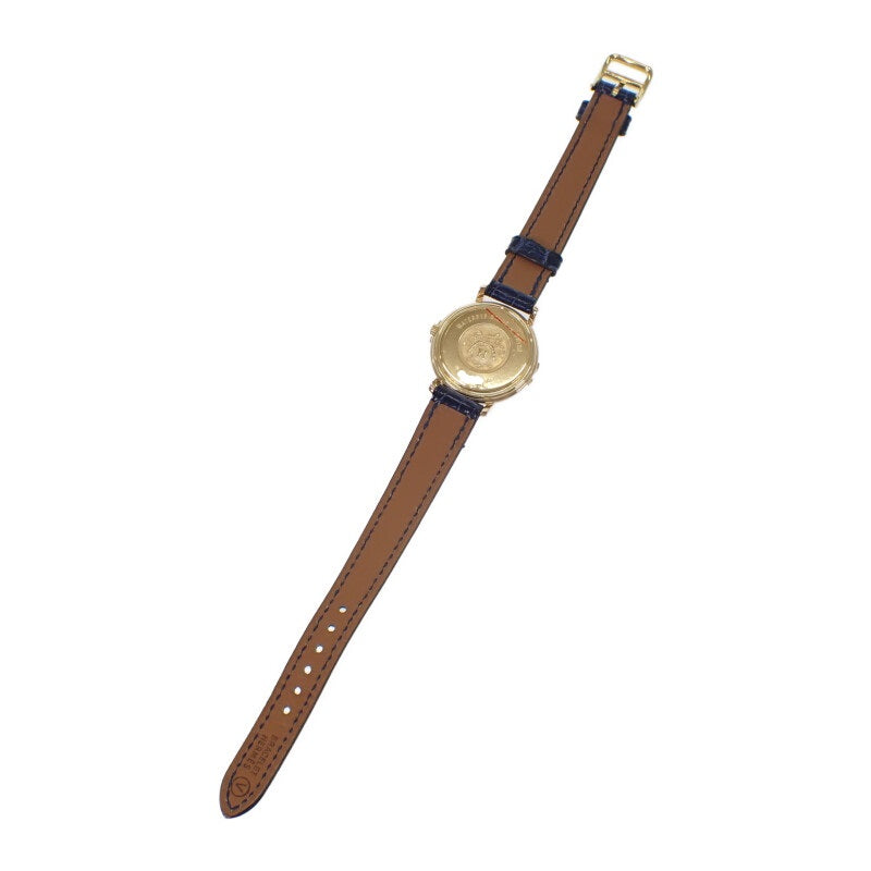 エルメス HERMES ルバン ラグベゼルダイヤ 腕時計 イエローゴールド×ピンクゴールド ネイビー クオーツ ホワイト文字盤 レディース【中古】【Aランク】