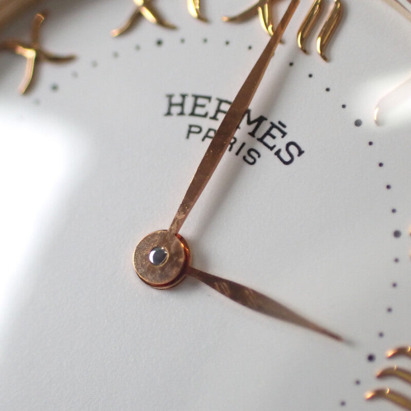 エルメス HERMES ルバン ラグベゼルダイヤ 腕時計 イエローゴールド×ピンクゴールド ネイビー クオーツ ホワイト文字盤 レディース【中古】【Aランク】