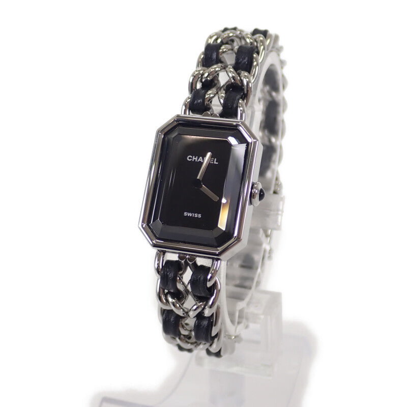 シャネル CHANEL プルミエール アイコニックチェーン L H7022 腕時計 ステンレススチール レザー クオーツ ブラック文字盤 レディース【中古】【Aランク】