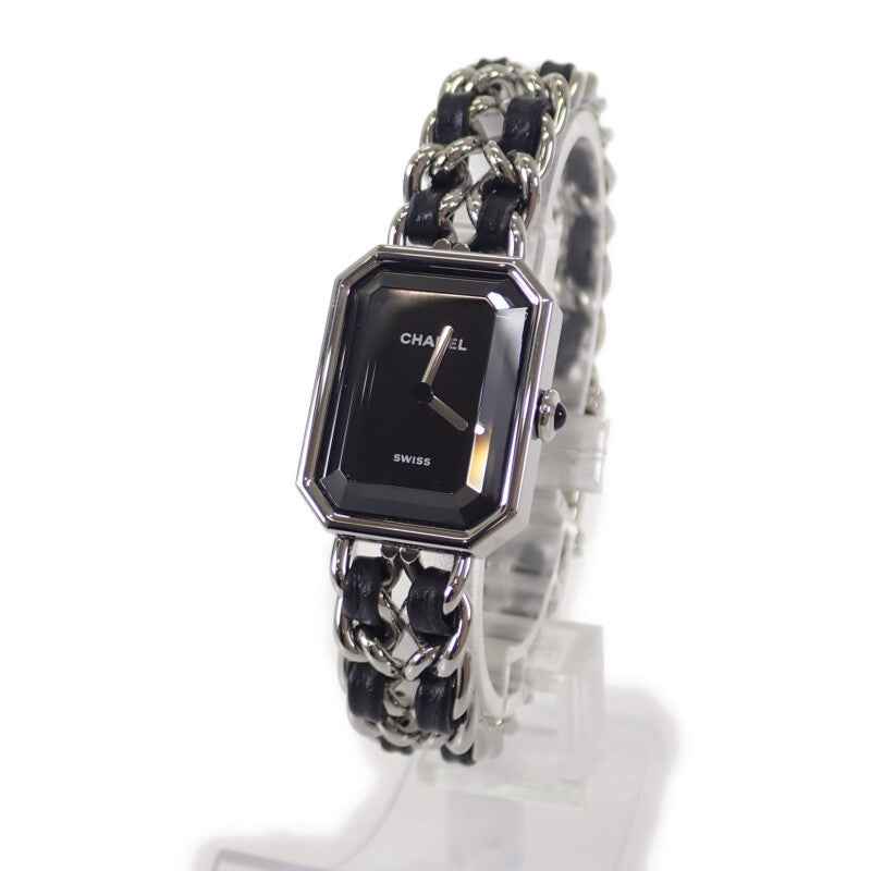 シャネル CHANEL プルミエール アイコニックチェーン L H7022 腕時計 ステンレススチール レザー クオーツ ブラック文字盤 レディース【中古】【Aランク】