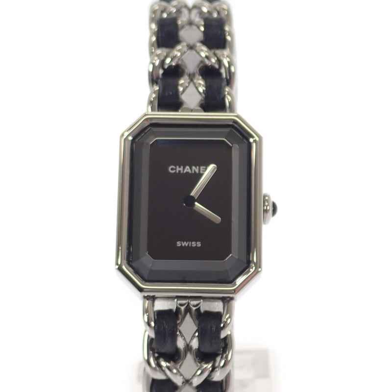 シャネル CHANEL プルミエール アイコニックチェーン L H7022 腕時計 ステンレススチール レザー クオーツ ブラック文字盤 レディース【中古】【Aランク】