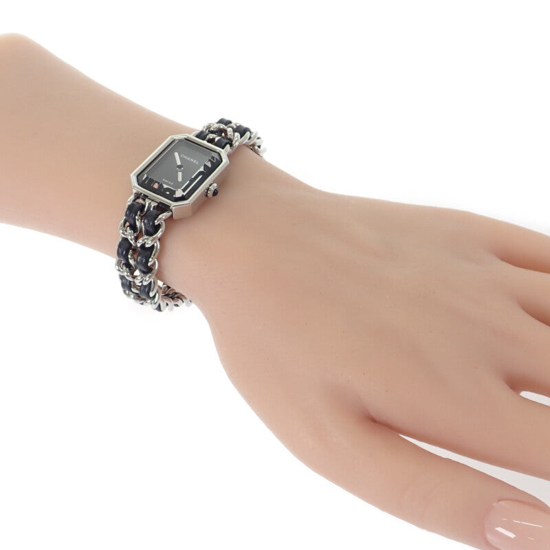 香奈兒 CHANEL Première 系列 Iconic Chain L 型號 H7022 腕錶 不鏽鋼 皮革 石英 黑色錶盤 女士【二手】【A級】