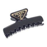 プラダ PRADA メタルクロウクリップ 1IF103_K9D_F0002 ヘアアクセサリー メタル ブラック ゴールド ゴールド金具 レディース【中古】【ABランク】