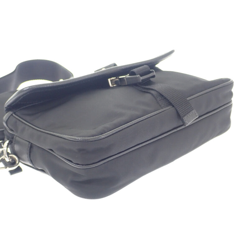PRADA Re-Nylon 2VH133 Shoulder Bag Nylon Saffiano Black Silver Hardware Women's Men's【Used】【AB Rank】