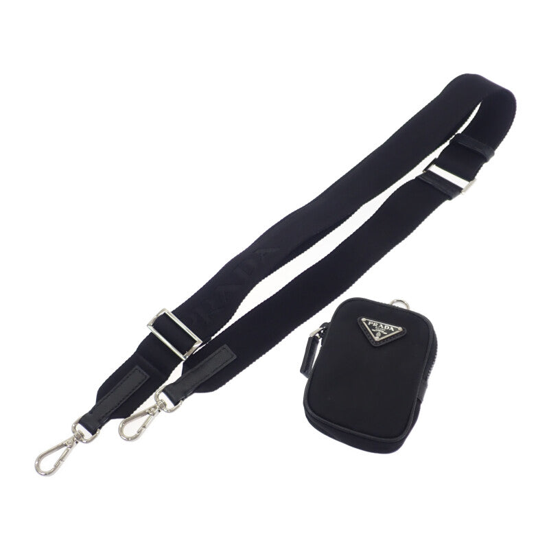 プラダ PRADA Re-Nylon 2VH133 ショルダーバッグ ナイロン サフィアーノ ブラック シルバー金具 レディース メンズ【中古】【ABランク】
