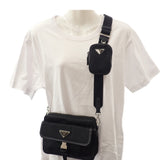 プラダ PRADA Re-Nylon 2VH133 ショルダーバッグ ナイロン サフィアーノ ブラック シルバー金具 レディース メンズ【中古】【ABランク】