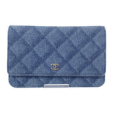 シャネル CHANEL クラシックチェーンウォレット AP0250 長財布 デニム ネイビー ゴールド金具 レディース【中古】【Aランク】