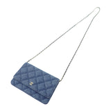 シャネル CHANEL クラシックチェーンウォレット AP0250 長財布 デニム ネイビー ゴールド金具 レディース【中古】【Aランク】