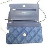 シャネル CHANEL クラシックチェーンウォレット AP0250 長財布 デニム ネイビー ゴールド金具 レディース【中古】【Aランク】