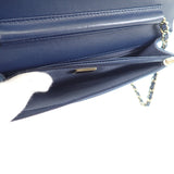 シャネル CHANEL クラシックチェーンウォレット AP0250 長財布 デニム ネイビー ゴールド金具 レディース【中古】【Aランク】