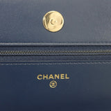 シャネル CHANEL クラシックチェーンウォレット AP0250 長財布 デニム ネイビー ゴールド金具 レディース【中古】【Aランク】