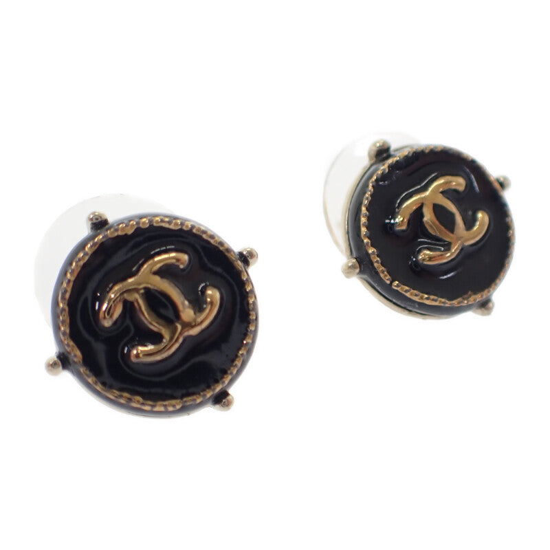 シャネル CHANEL ココマーク ピアス メタル ブラック ゴールド金具 レディース ユニセックス【中古】【ABランク】