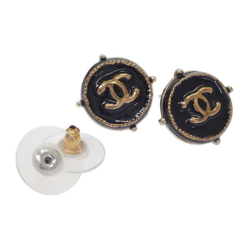 シャネル CHANEL ココマーク ピアス メタル ブラック ゴールド金具 レディース ユニセックス【中古】【ABランク】
