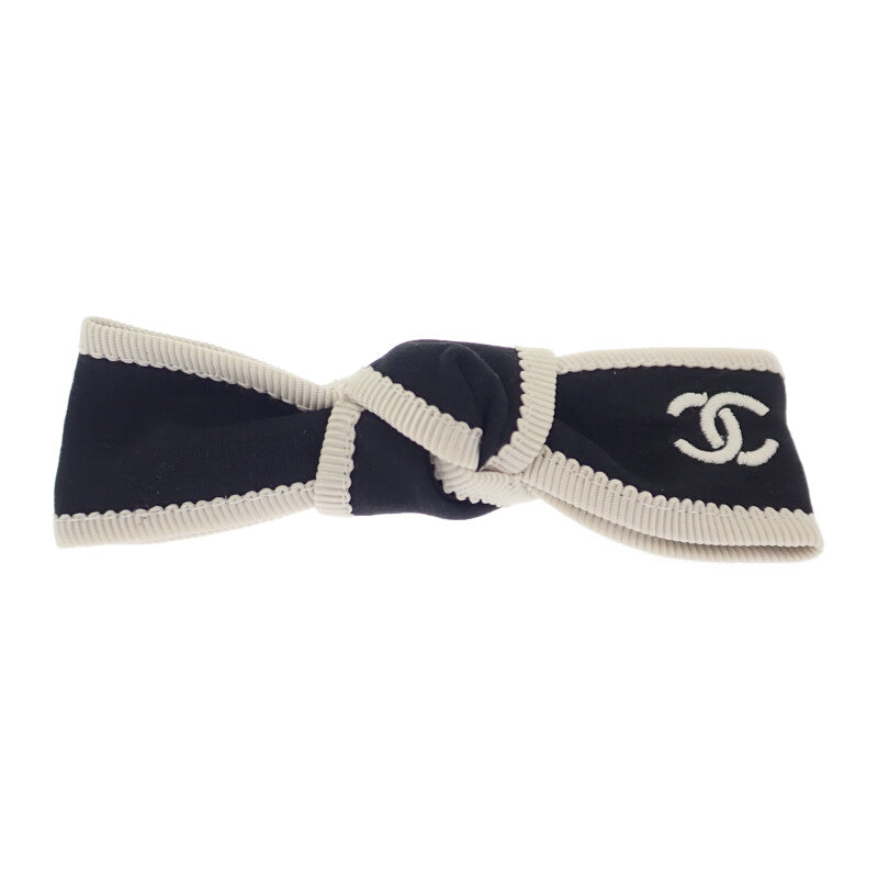 シャネル CHANEL ボウ AA9921 バレッタ シルク ブラック シルバー金具 レディース【中古】【Aランク】