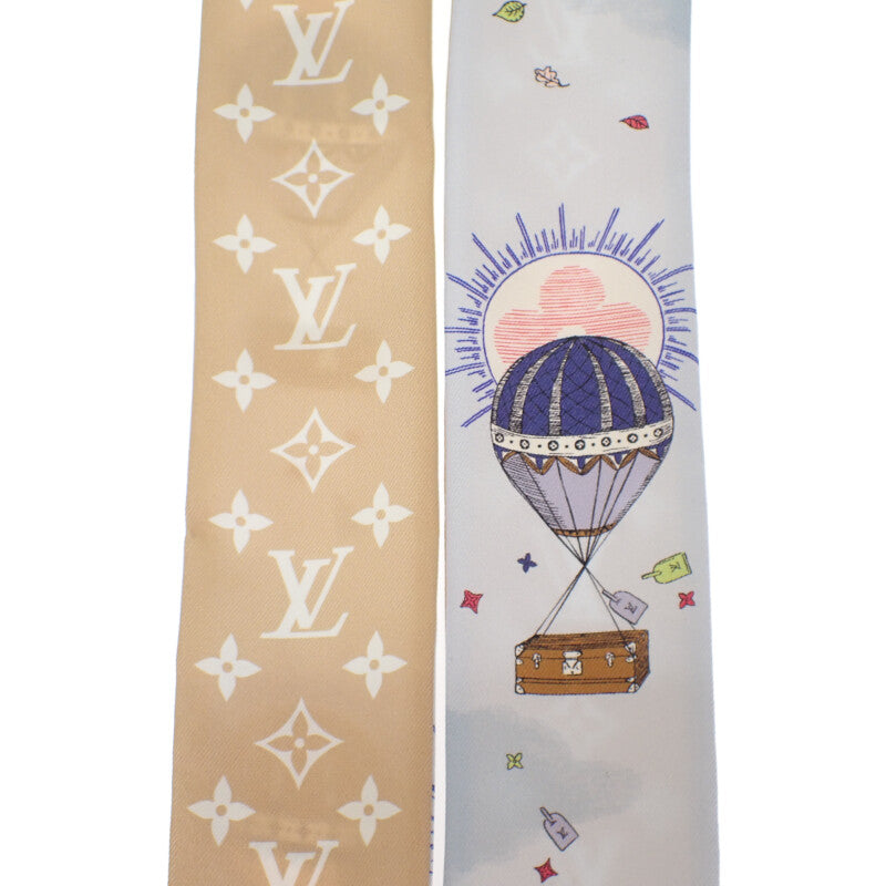 ルイヴィトン LOUIS VUITTON エクリプスバンドー M79533 スカーフ シルク ブルー ベージュ レディース【中古】【SAランク】