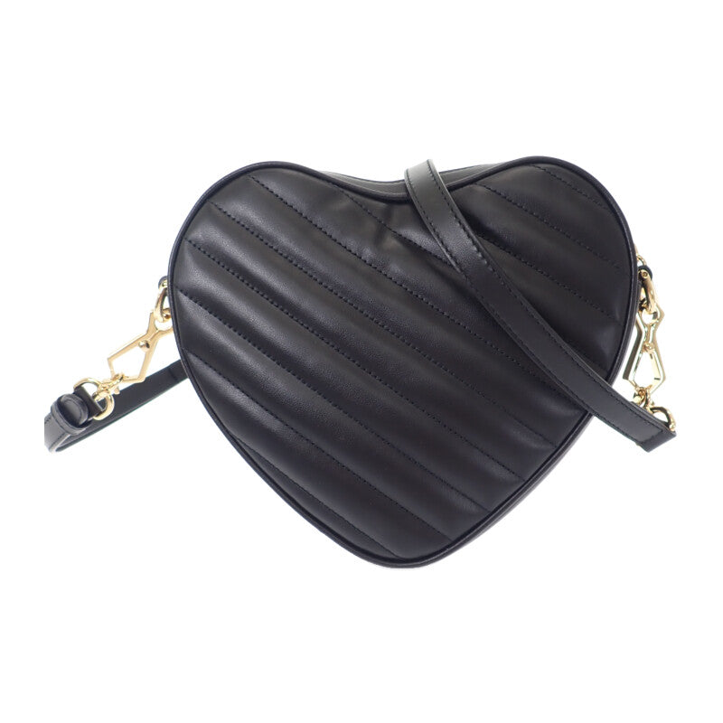 GUCCI Interlocking G Heart 751628 Shoulder Bag Calf Black Gold Hardware Women's
