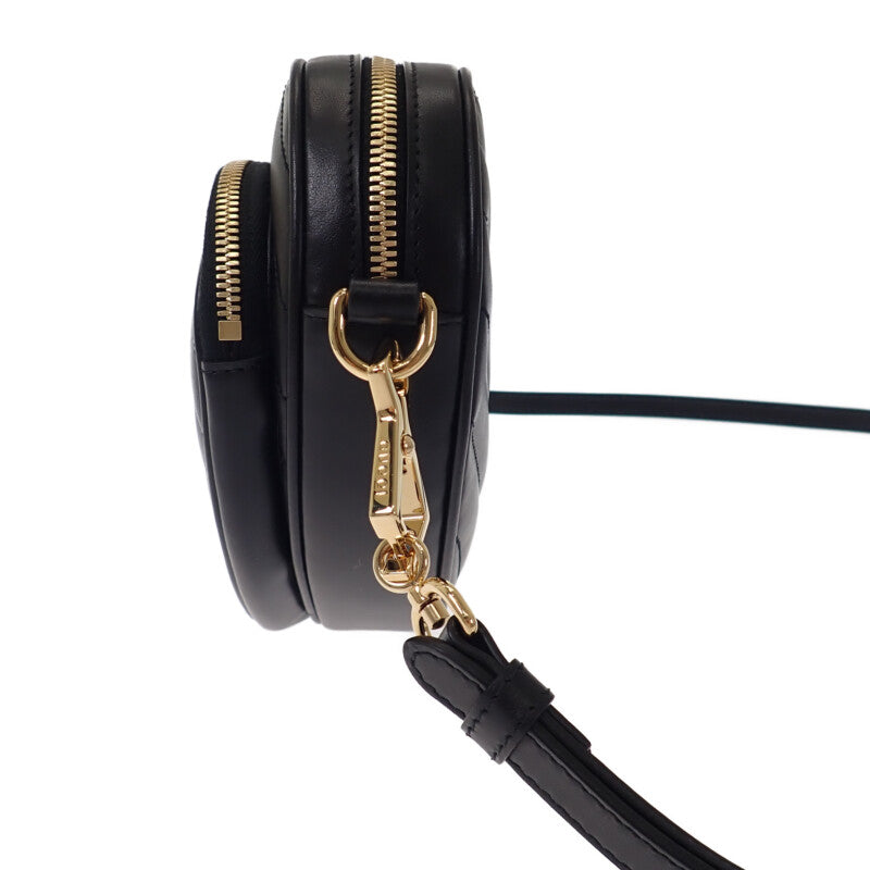 GUCCI Interlocking G Heart 751628 Shoulder Bag Calf Black Gold Hardware Women's