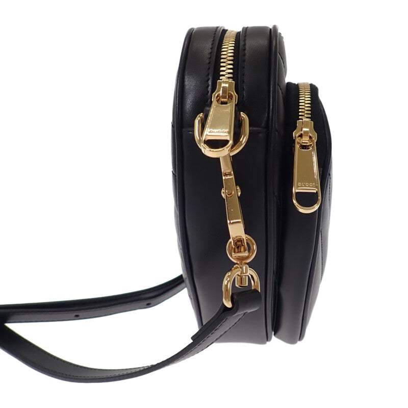 グッチ GUCCI インターロッキングG ハート 751628 ショルダーバッグ カーフ ブラック ゴールド金具 レディース【中古】【Aランク】